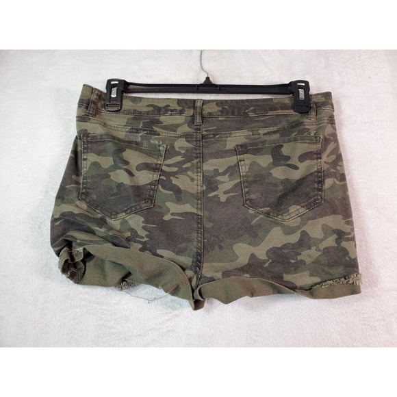 Lot‎ Of 2 No Boundaries Shorts Womens 17 Green Camo Print Button Fly Drawstring - Picture 3 of 16